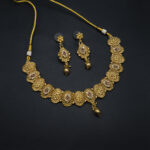 NS-2212031 - Antique Gold Finish Ruby Studded Temple Necklace Set