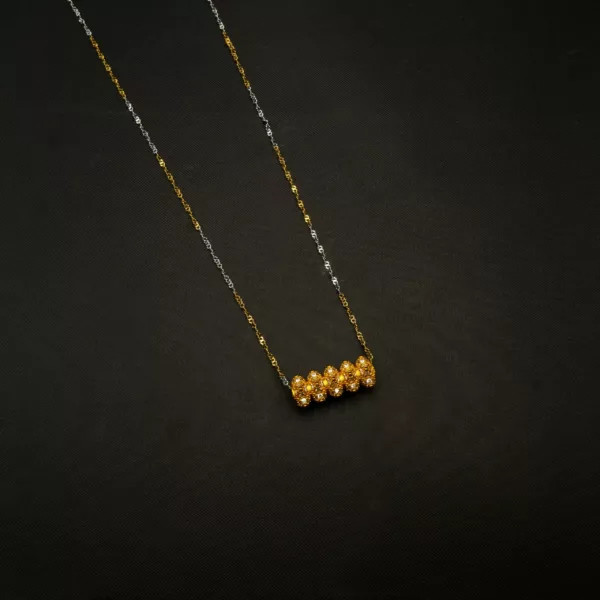 NS-2301002 - American Diamond Golden Tilhari Chain Necklace