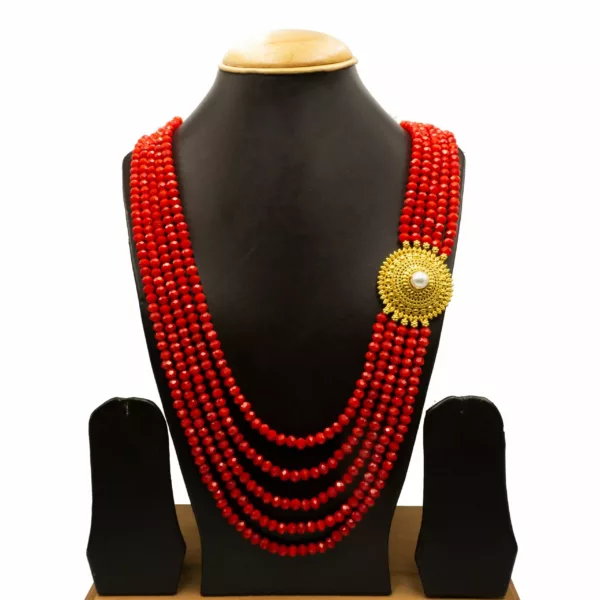 NS-2301005 - Red Crystal Chandra Haar Necklace