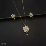 PS-020 - American Diamond Flower Pendant Set