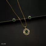 PS-072 - American Diamond Emerald Pendant Set