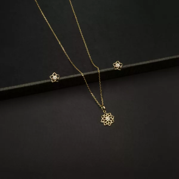 PS-2212019 - American Diamond Minimalist Flower Pendant Set