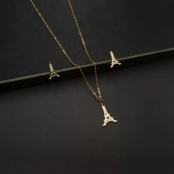 PS-2212021 - American Diamond Eiffel Tower Pendant Set