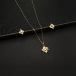 PS-2212022 - Gold Plated American Diamond Pendant Set