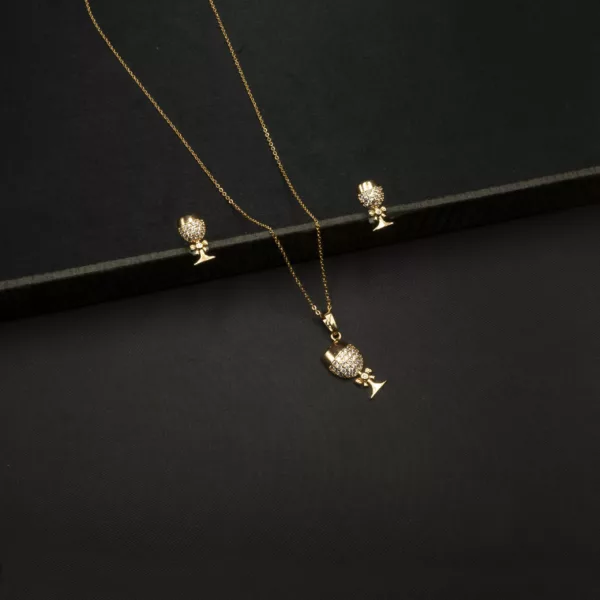 PS-2212023 - American Diamond Wine Glass Pendant Set