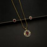 PS-2212025 - American Diamond Ruby Pendant Set