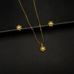 PS-2301001 - Gold Plated Minimalist Flower Pearl Pendant Set