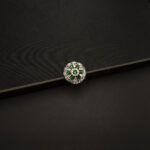 RI-2212003 - White Gold Plated American Diamond & Emerald Adjustable Statement Ring