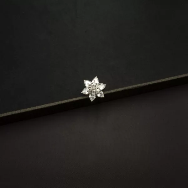 RI-2212005 - American Diamond Flower Adjustable Statement Ring