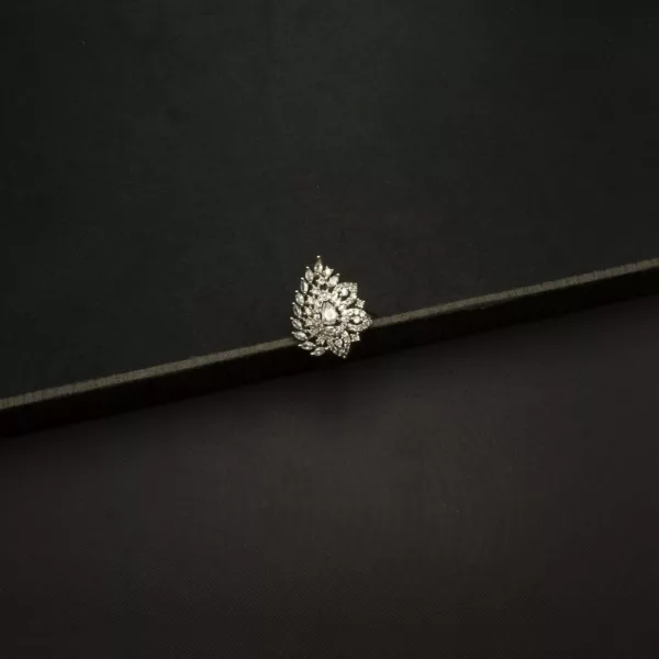 RI-2212008 - White Gold Plated American Diamond Adjustable Ring