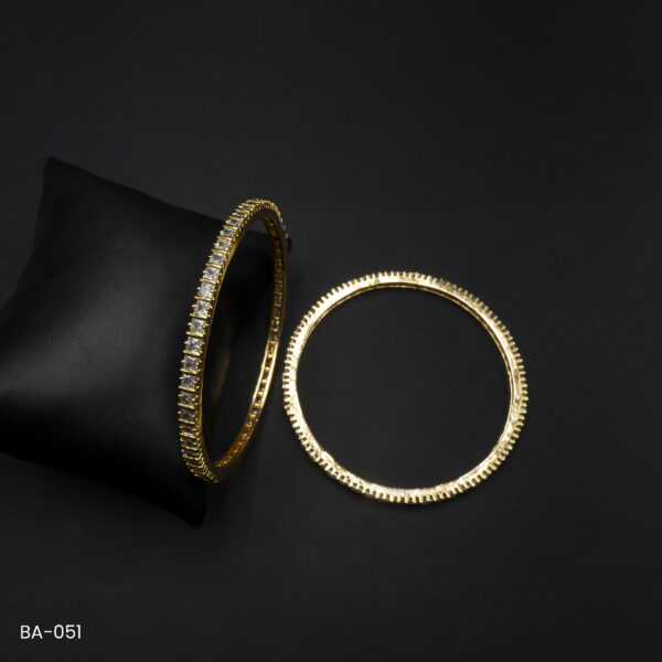 BA-051 - Gold Plated American Diamond 2 Pcs Set Bangles