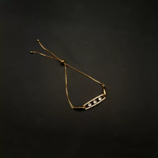 BL-2302002 - Gold Plated American Diamond Slider Bracelet