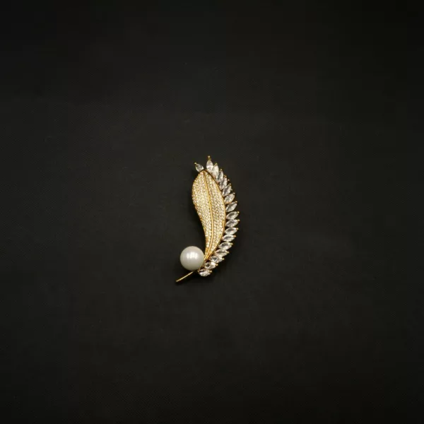 BR-2301003 - American Diamond Contemporary Feather Brooch