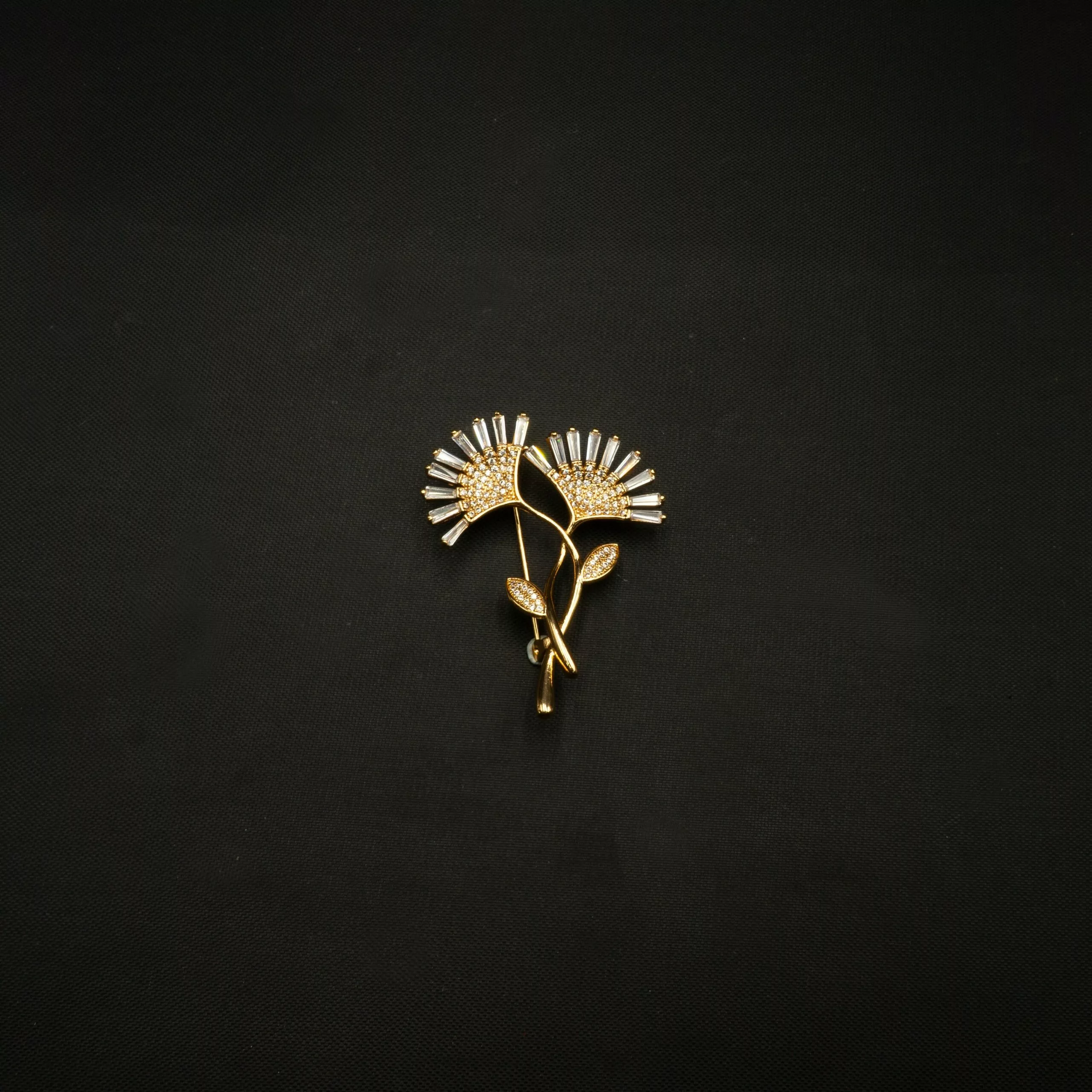 BR-2301004 - American Diamond Contemporary Flower Brooch BR-2301004 - American Diamond Contemporary Flower Brooch