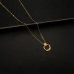 CH-2212018 - Gold Plated American Diamond Circle Necklace