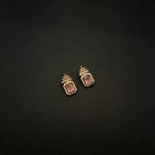 ER-2302041 - American Diamond & Pink Stones Studs