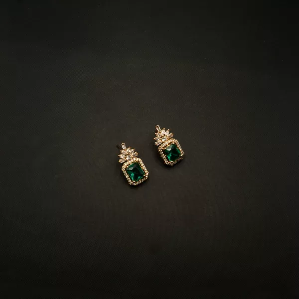 ER-2302042 - American Diamond & Green Stones Studs