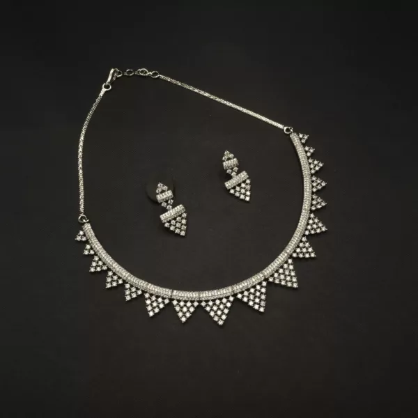 NS-2302027 - Minimal Contemporary American Diamond Necklace Set