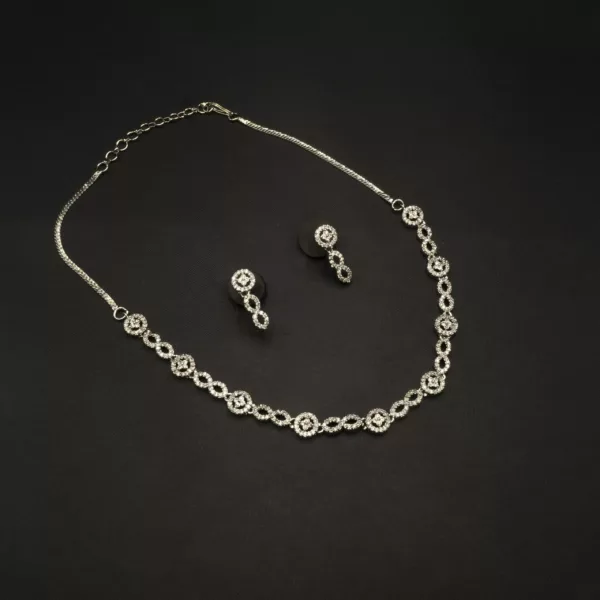 NS-2302030 - Minimal Contemporary American Diamond Necklace Set