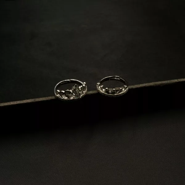 RI-2302001 - White Gold Plated King & Queen Adjustable Couple Ring