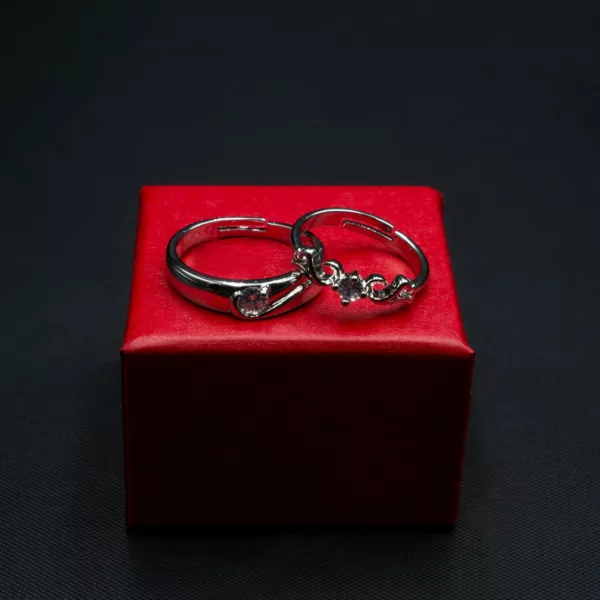 RI-2302003 - White Gold Plated Adjustable Couple Ring