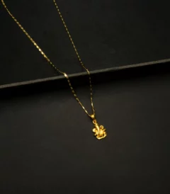 CH-2303002 - Gold Plated Dainty Ganesh Locket Necklace