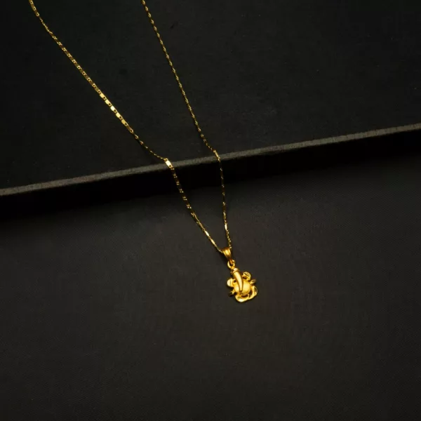 CH-2303002 - Gold Plated Dainty Ganesh Locket Necklace