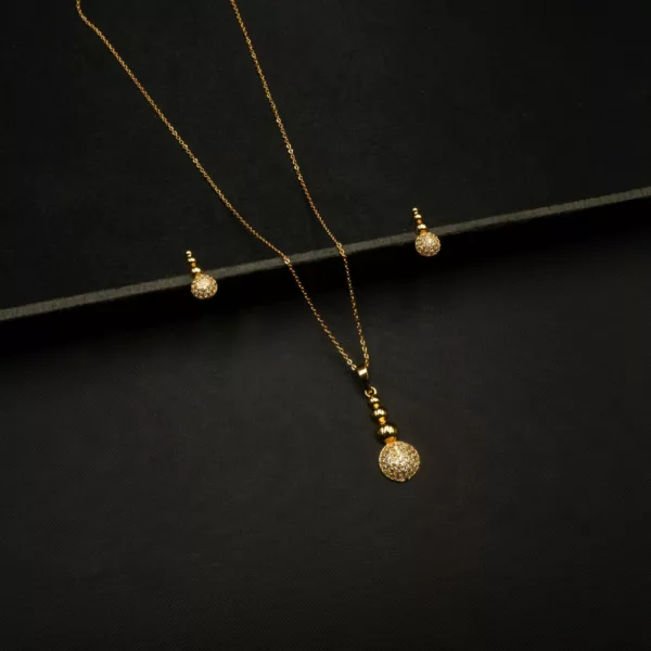 PS-2303001 - Gold Plated American Diamond Contemporary Pendant Set