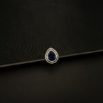 RI-2303001 - American Diamond & Blue Stone Adjustable Statement Ring