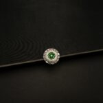 RI-2303002 - American Diamond & Emerald Adjustable Statement Ring