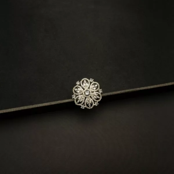 RI-2303003 - American Diamond Adjustable Statement Ring