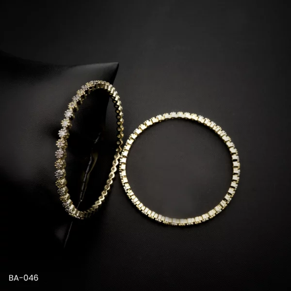 BA-046 - Gold Plated American Diamond 2 Pcs Set Bangles