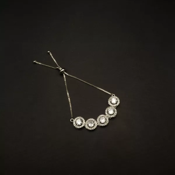 BL-2304013 - White Gold Plated American Diamond Slider Bracelet