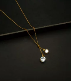 CH-2303003 - Gold Plated American Diamond Lariat Chain Necklace