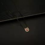 MA-2304005 - Minimal American Diamond & Red Stone Round Mangalsutra