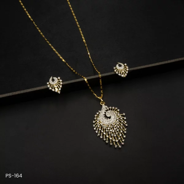 PS-164 - American Diamond Graceful Contemporary Peacock Pendant Set