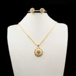 PS-1912031 - Gold Plated American Diamond Multicolor Ruby & Emerald Pendant Set