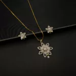 PS-2304005 - American Diamond Sparkling Flower Pendant Set