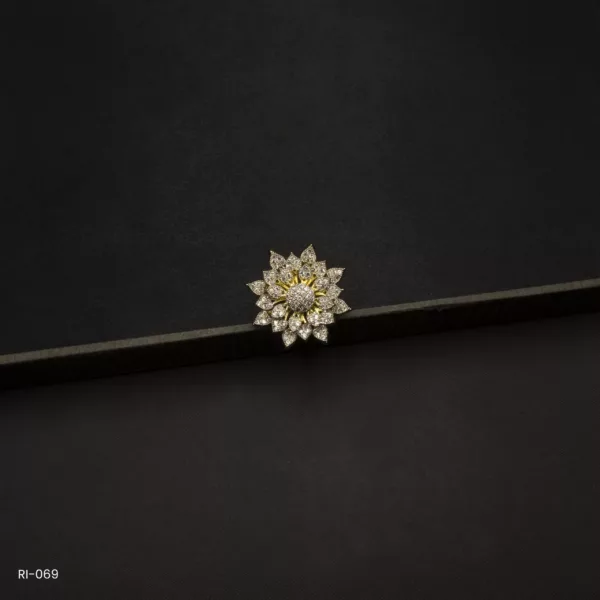 RI-069 - American Diamond Flower Adjustable Statement Ring