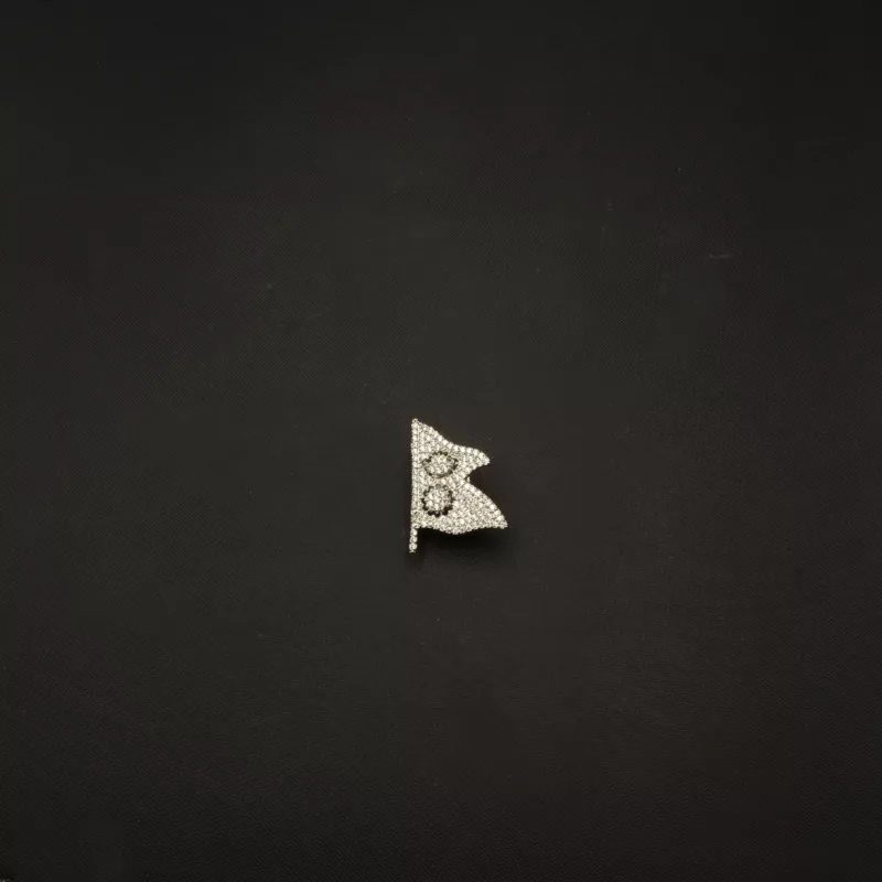 BR-2305004 - White Gold Plated American Diamond Waving Nepali Flag Brooch