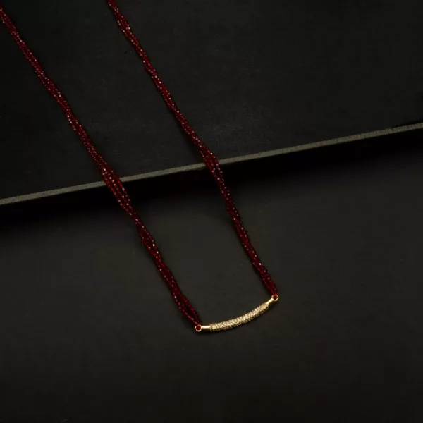 MA-001 – American Diamond Single Bar Red Hydropotey Mangalsutra
