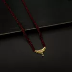 MA-2304018 - Gold Plated American Diamond Traditional Nepali Red Hydropotey Mangalsutra