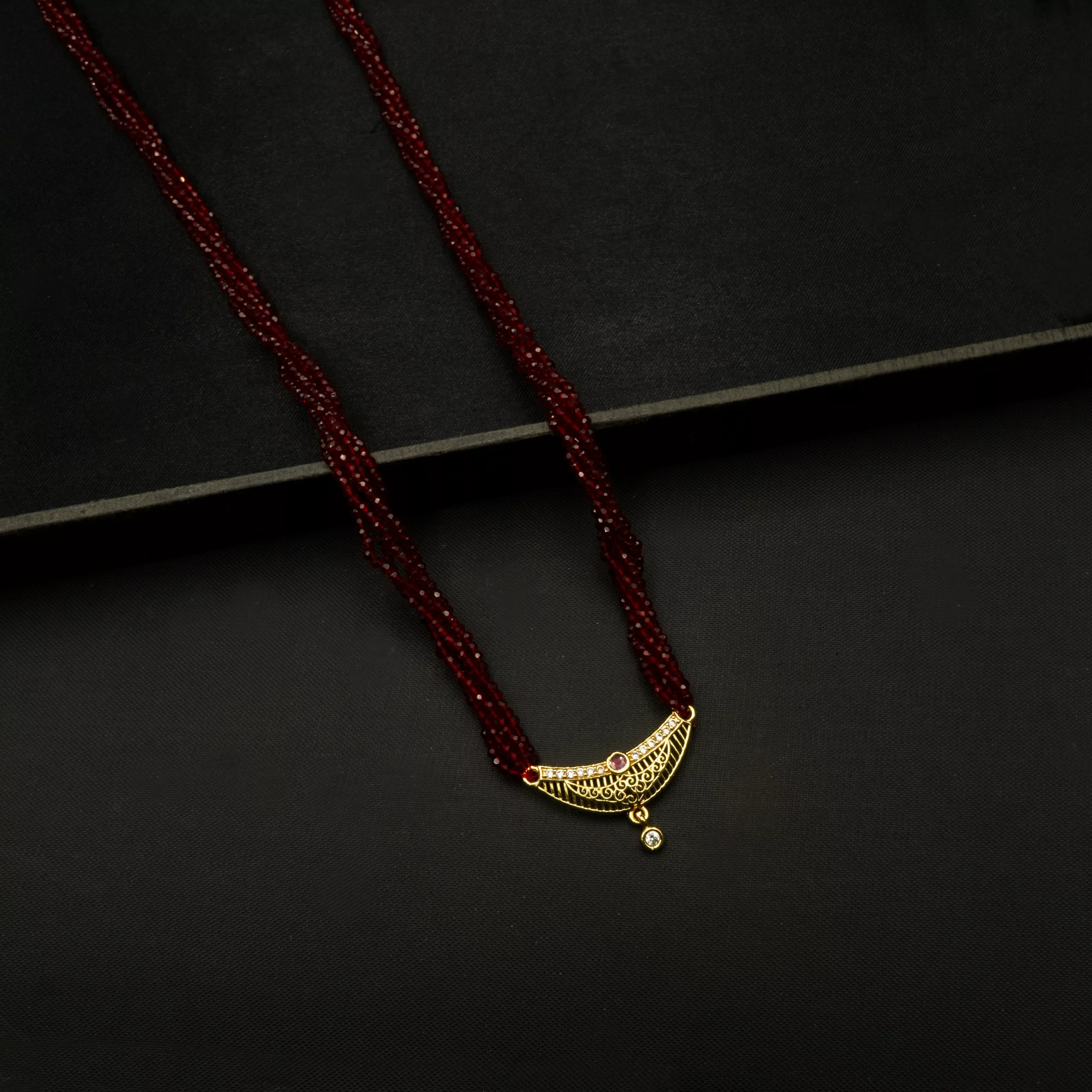 MA-2304018 - Gold Plated American Diamond Traditional Nepali Red Hydropotey Mangalsutra MA-2304018 - Gold Plated American Diamond Traditional Nepali Red Hydropotey Mangalsutra