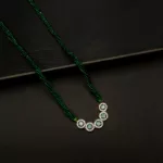 MA-2304020 - White Gold Plated American Diamond & Mint Stone Green Hydropotey Mangalsutra