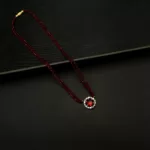 MA-2304022 - White Gold Plated American Diamond & Ruby Red Short Hydropotey Mangalsutra
