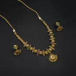 NS-2305047 - Golden Glory Antique Finish Multicolor Temple Necklace Set