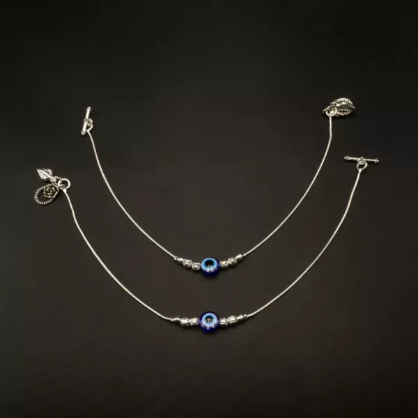 PA-2306001 - Silver Plated Evil Eye Anklets
