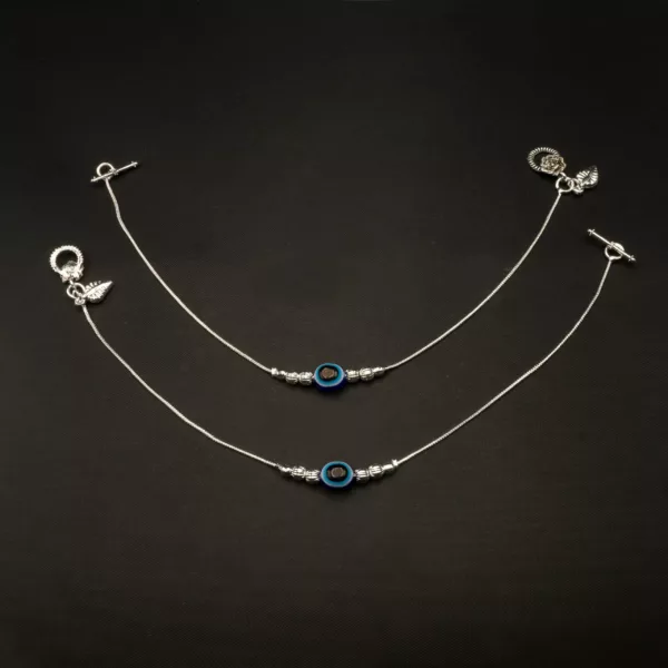 PA-2306002 - Silver Plated Evil Eye Anklets