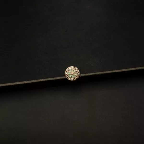 RI-2306003 - Gold Plated American Diamond & Mint Stones Adjustable Ring