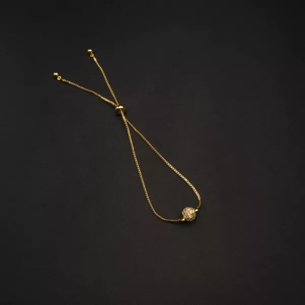 BL-2307032 - Gold Plated American Diamond Ball Adjustable Slider Bracelet